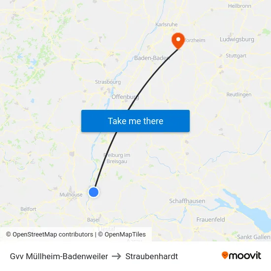 Gvv Müllheim-Badenweiler to Straubenhardt map