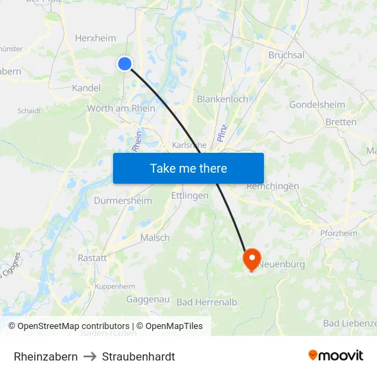 Rheinzabern to Straubenhardt map