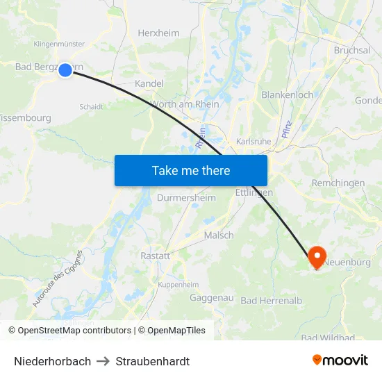 Niederhorbach to Straubenhardt map