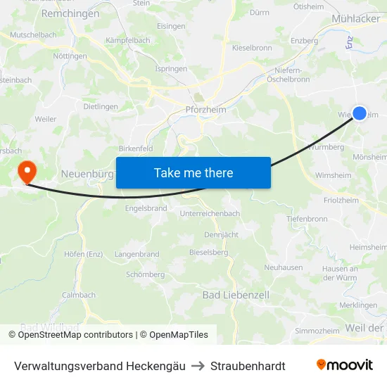 Verwaltungsverband Heckengäu to Straubenhardt map