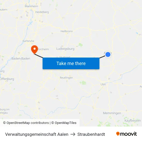 Verwaltungsgemeinschaft Aalen to Straubenhardt map