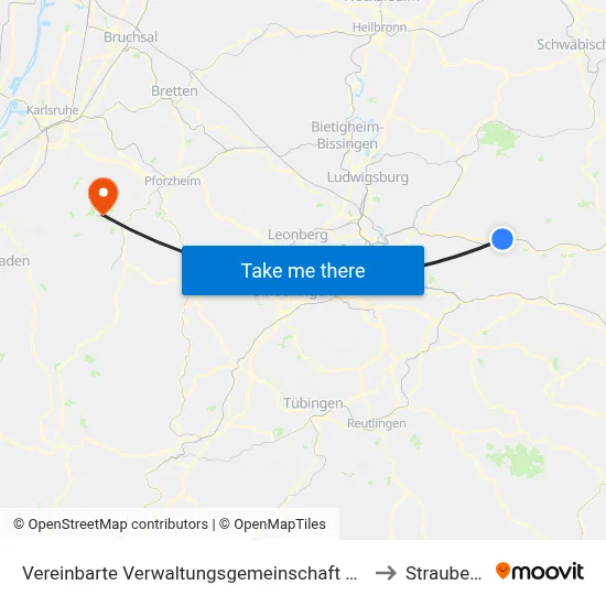 Vereinbarte Verwaltungsgemeinschaft Der Stadt Schorndorf to Straubenhardt map