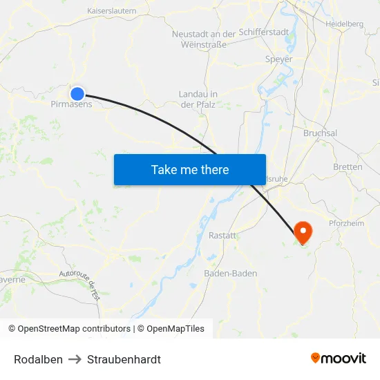 Rodalben to Straubenhardt map