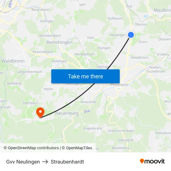 Gvv Neulingen to Straubenhardt map