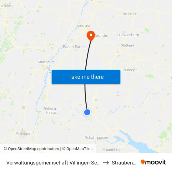 Verwaltungsgemeinschaft Villingen-Schwenningen to Straubenhardt map