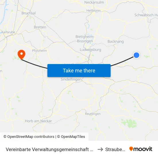 Vereinbarte Verwaltungsgemeinschaft Der Stadt Welzheim to Straubenhardt map
