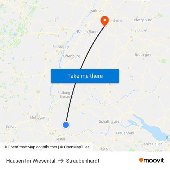 Hausen Im Wiesental to Straubenhardt map