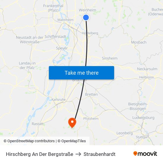 Hirschberg An Der Bergstraße to Straubenhardt map