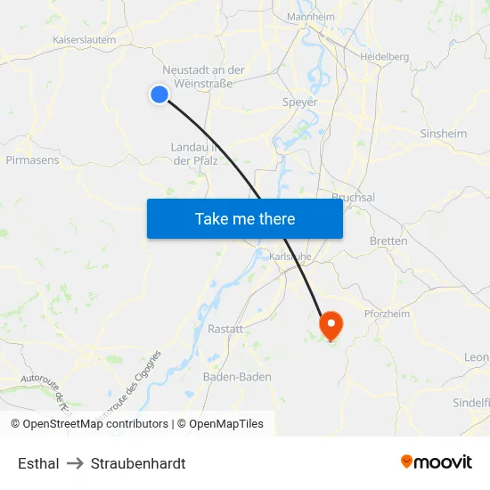Esthal to Straubenhardt map