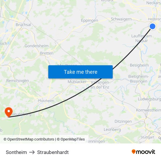 Sontheim to Straubenhardt map