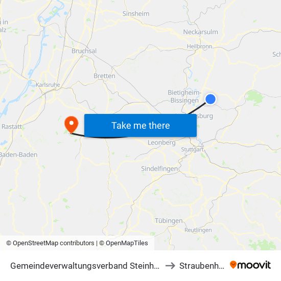 Gemeindeverwaltungsverband Steinheim-Murr to Straubenhardt map