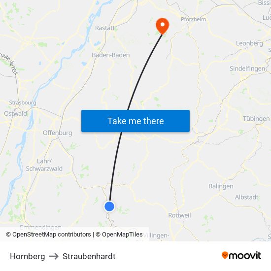 Hornberg to Straubenhardt map