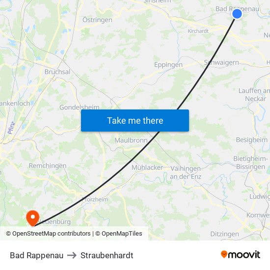 Bad Rappenau to Straubenhardt map