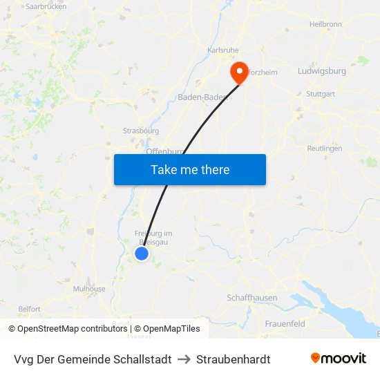 Vvg Der Gemeinde Schallstadt to Straubenhardt map