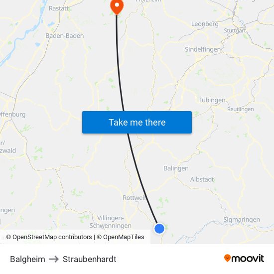 Balgheim to Straubenhardt map