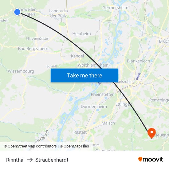 Rinnthal to Straubenhardt map