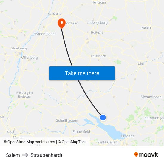 Salem to Straubenhardt map