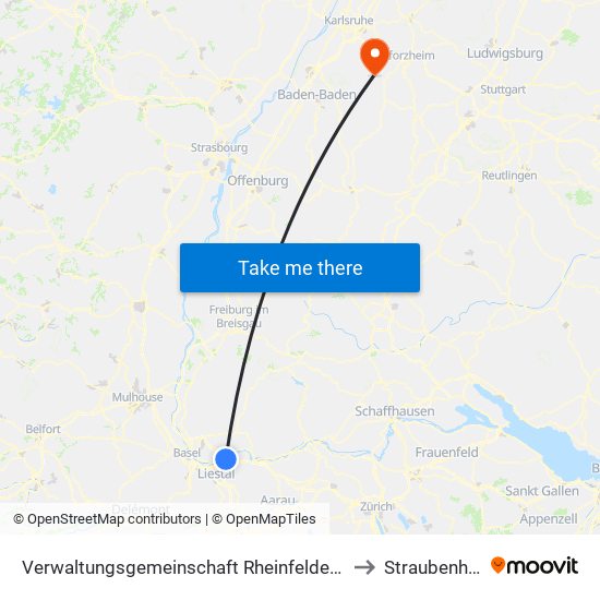 Verwaltungsgemeinschaft Rheinfelden (Baden) to Straubenhardt map