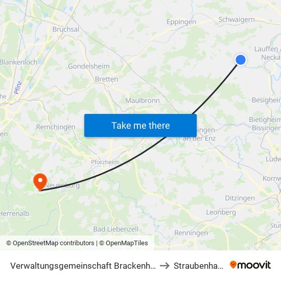 Verwaltungsgemeinschaft Brackenheim to Straubenhardt map