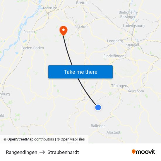 Rangendingen to Straubenhardt map