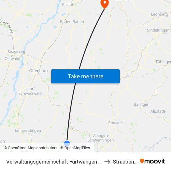 Verwaltungsgemeinschaft Furtwangen Im Schwarzwald to Straubenhardt map