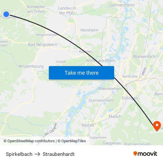 Spirkelbach to Straubenhardt map