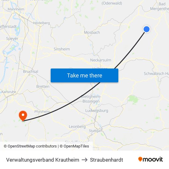 Verwaltungsverband Krautheim to Straubenhardt map