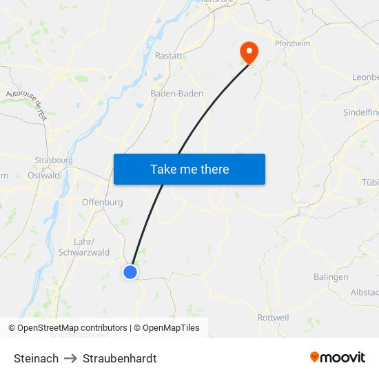 Steinach to Straubenhardt map