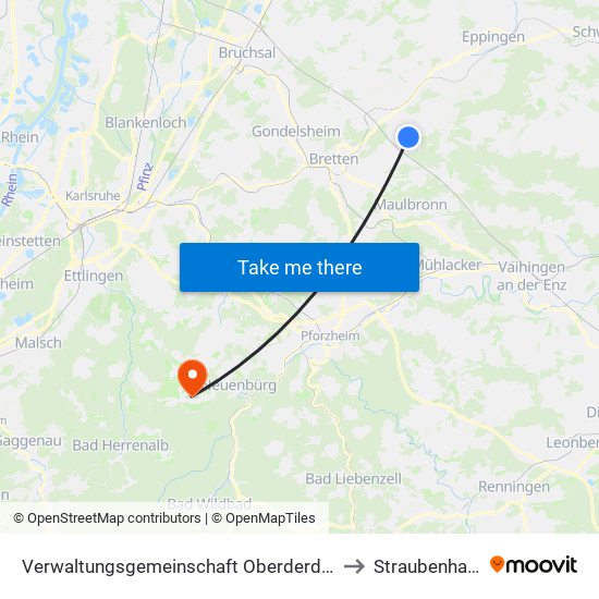 Verwaltungsgemeinschaft Oberderdingen to Straubenhardt map