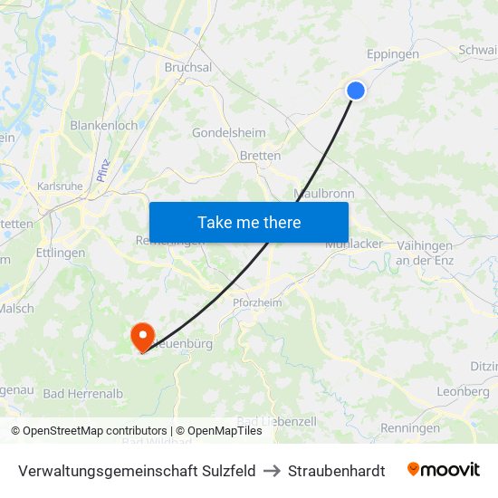 Verwaltungsgemeinschaft Sulzfeld to Straubenhardt map