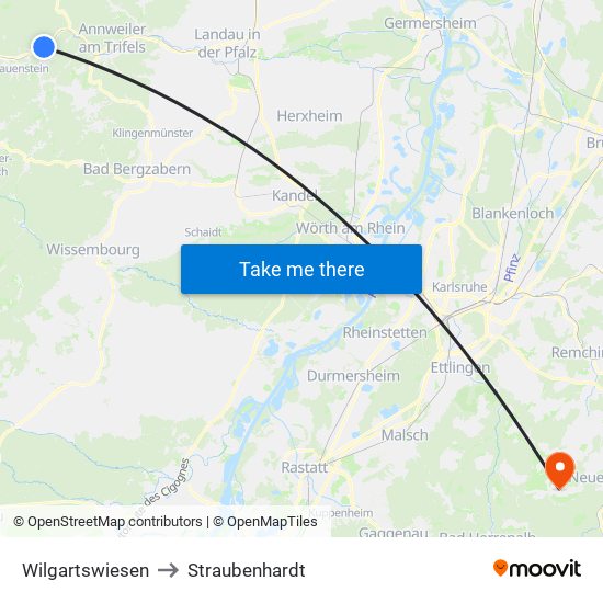 Wilgartswiesen to Straubenhardt map