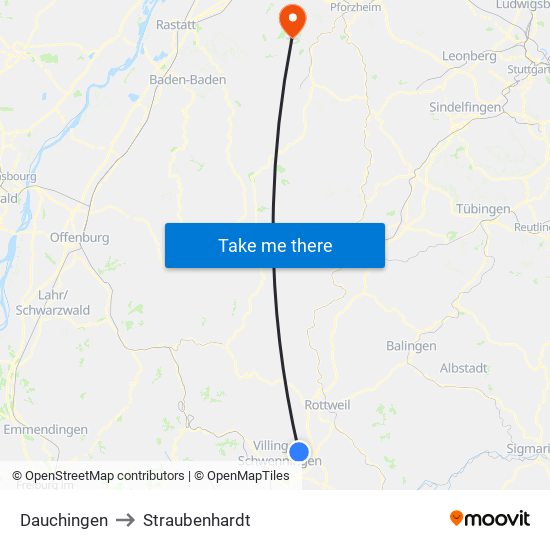 Dauchingen to Straubenhardt map