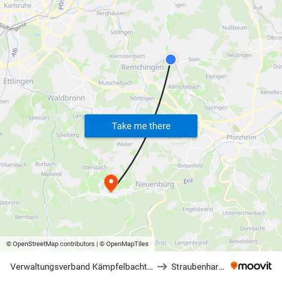 Verwaltungsverband Kämpfelbachtal to Straubenhardt map