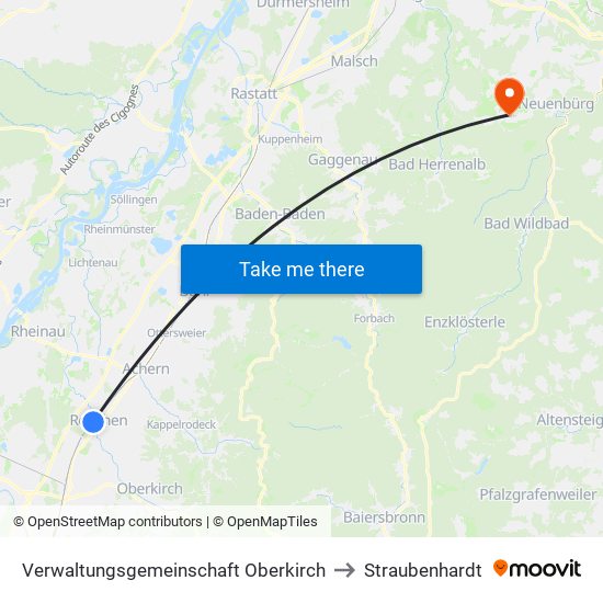 Verwaltungsgemeinschaft Oberkirch to Straubenhardt map