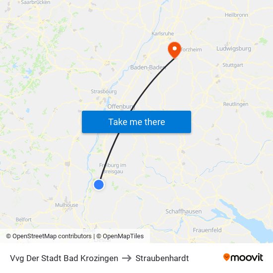 Vvg Der Stadt Bad Krozingen to Straubenhardt map