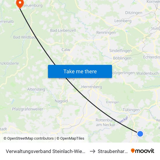 Verwaltungsverband Steinlach-Wiesaz to Straubenhardt map