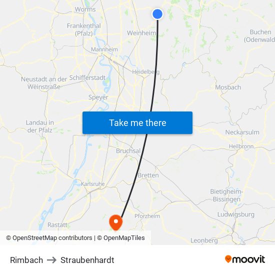 Rimbach to Straubenhardt map