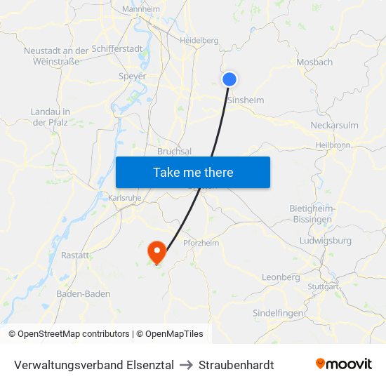 Verwaltungsverband Elsenztal to Straubenhardt map