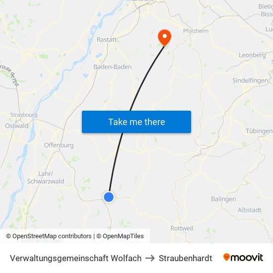 Verwaltungsgemeinschaft Wolfach to Straubenhardt map