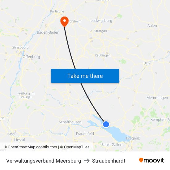 Verwaltungsverband Meersburg to Straubenhardt map