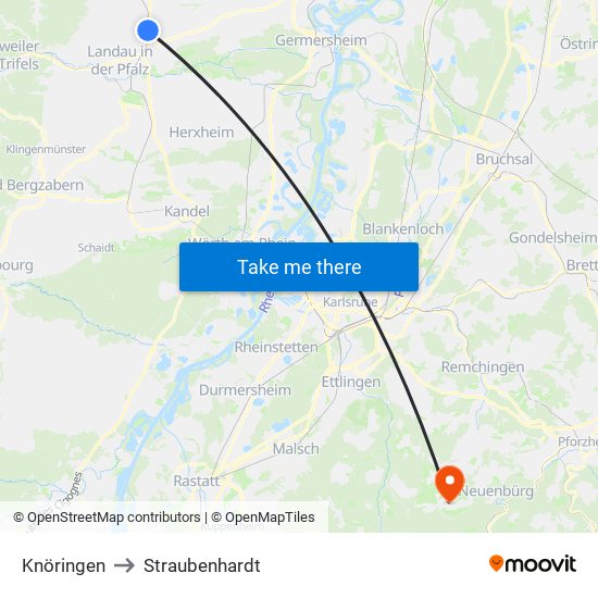 Knöringen to Straubenhardt map