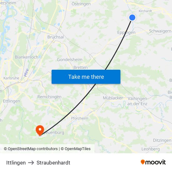 Ittlingen to Straubenhardt map