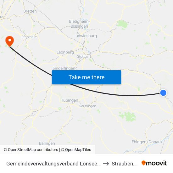 Gemeindeverwaltungsverband Lonsee-Amstetten to Straubenhardt map