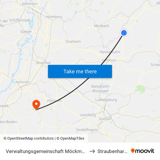 Verwaltungsgemeinschaft Möckmühl to Straubenhardt map