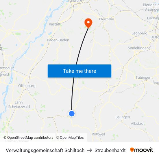 Verwaltungsgemeinschaft Schiltach to Straubenhardt map