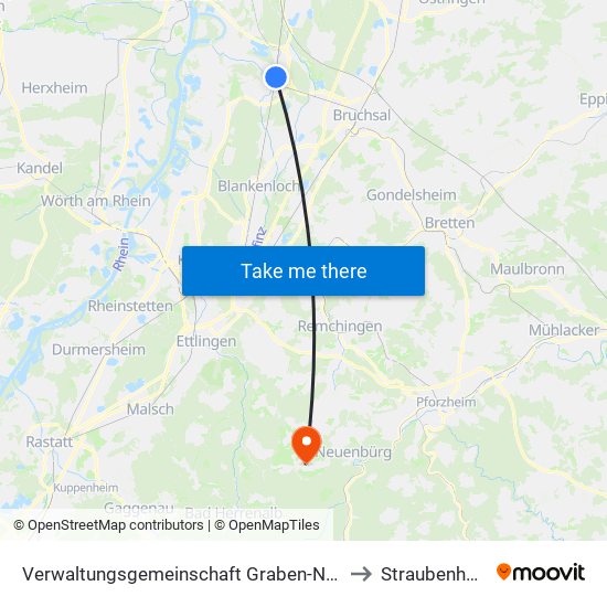 Verwaltungsgemeinschaft Graben-Neudorf to Straubenhardt map