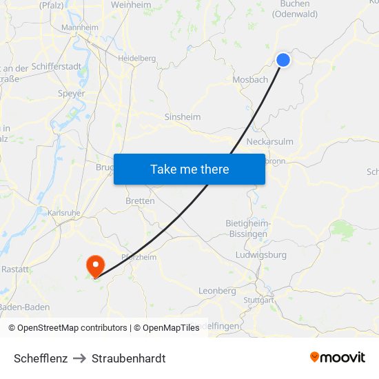 Schefflenz to Straubenhardt map