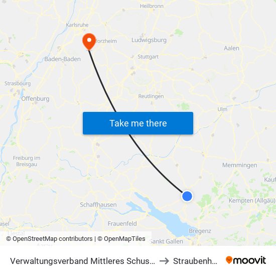 Verwaltungsverband Mittleres Schussental to Straubenhardt map