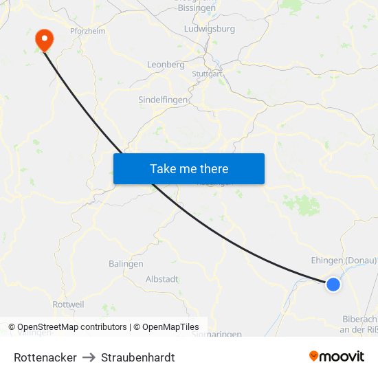 Rottenacker to Straubenhardt map