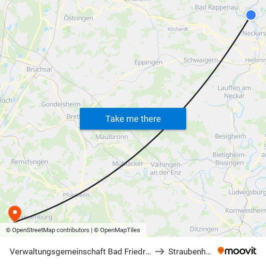 Verwaltungsgemeinschaft Bad Friedrichshall to Straubenhardt map